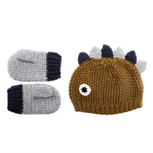 Load image into Gallery viewer, Winter Warmers - Dax the Dinosaur beanie &amp; mittens set
